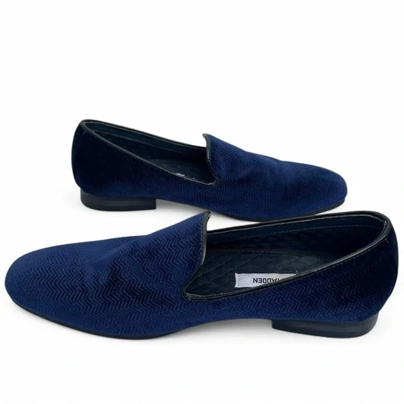 Steve Madden Velvet Loafers Men’s Size 9 Chevron Embossed Cobalt Blue - Picture 2 of 13